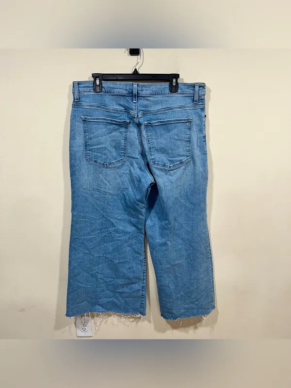Madewell Flared Wide-Leg Jeans blue denim raw hem plus size 33 EUC - Image 8