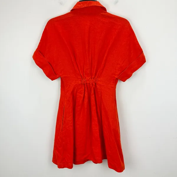 Madewell The Perry Mini Shirtdress 100% Linen Bright Flame Minimalist XXS NWT - Image 12