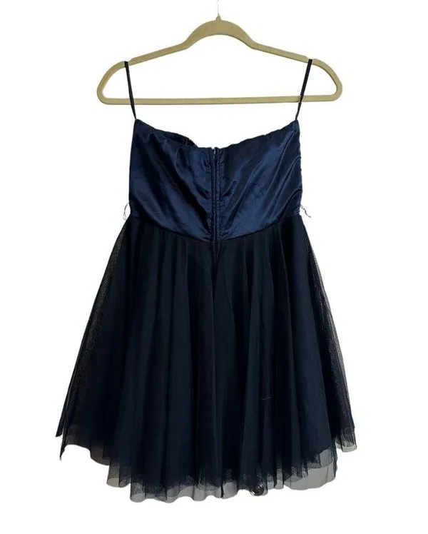 Nights by Tease Me Y2K Blue Sequin and Tulle Strapless Mini Formal Dress Size 0 - Image 6