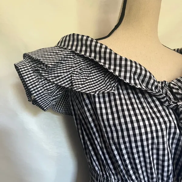 Her Entire Name Says Grace Gingham Dress Sz S Ruffle Cottage Coquette Prairie - Image 4