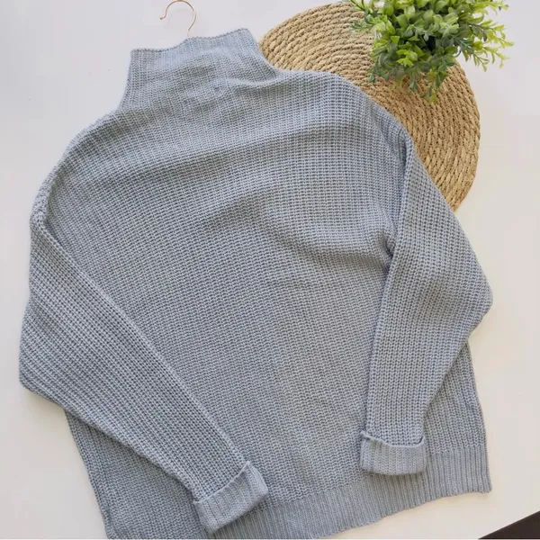 AMERICAN EAGLE‎ Light Blue Knit Mock Neck Sweater Size S\XS - Image 10