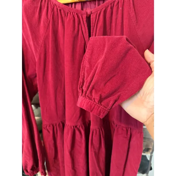 Universal Thread Burgundy Corduroy Long Sleeve Babydoll Mini Dress XL‎ Pockets - Image 7