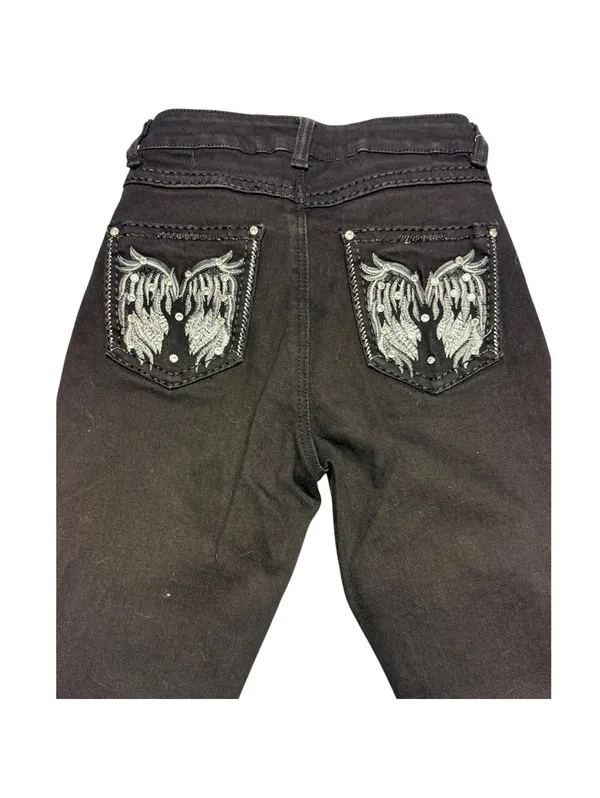 moda bootcut dark demin jeans with embellished back pockets - Image 3
