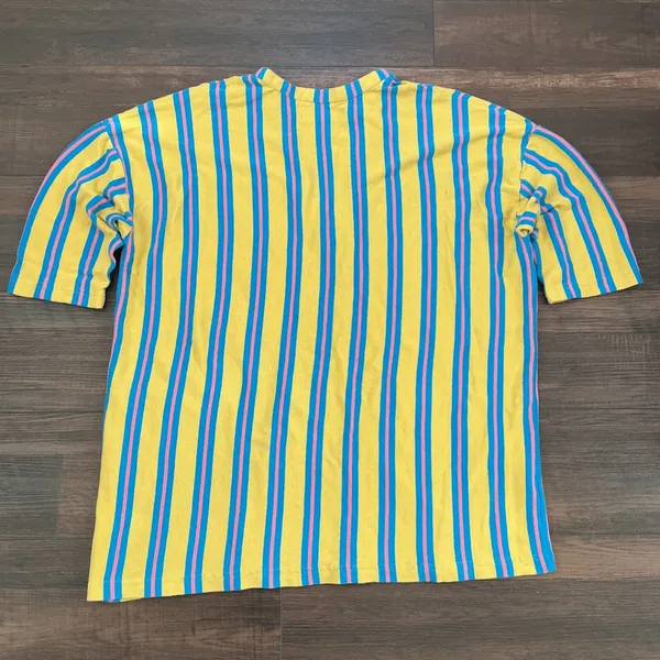 Free People FP Beach Daya Striped Tunic Dress Yellow Blue Pink Oversized M Boho - Image 4