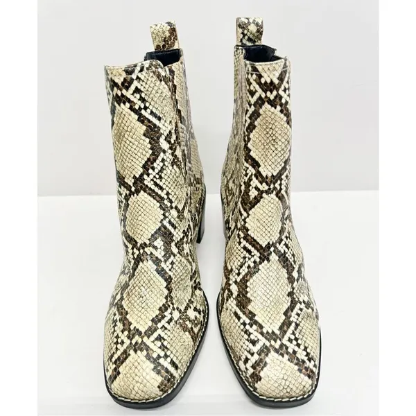 Nordstrom Rack Ankle Booties Size 8.5 Leather Snake Print Block Heel‎ NEW - Image 4