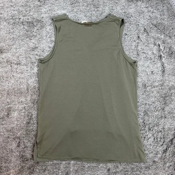 Michael Kors V-Neck Layered Shift Blouse Women's Medium Green - Image 6