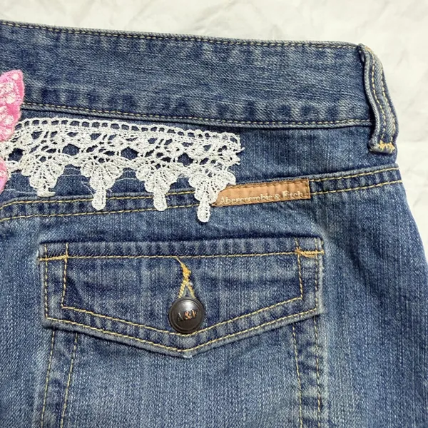 Vintage Abercrombie & Fitch Mini‎ Skirt Womens Size 6 Blue Denim Pleated Y2K 90s - Image 8