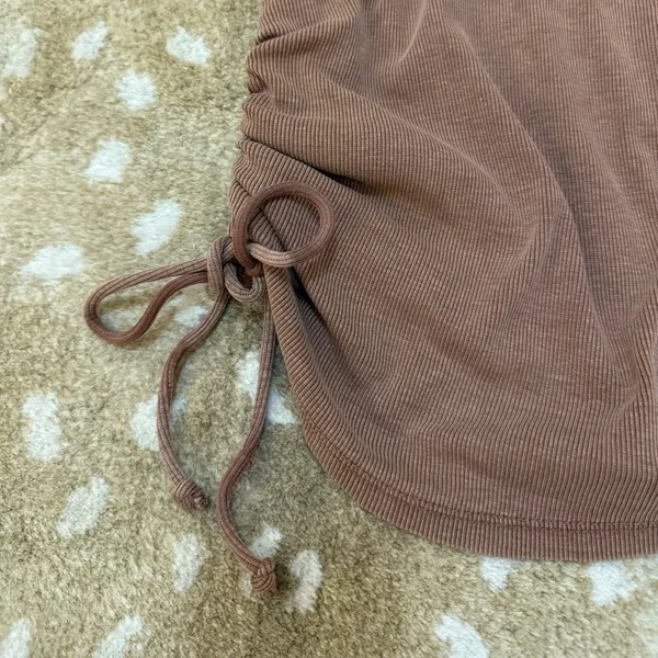 Pilcro Anthropologie brown ruched side tie tank top women’s size XXS - Image 5