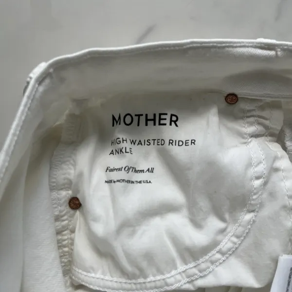 Mother Denim White High Waisted Rider Ankle Jeans Fairest Of Them All Size 26 - Image 9