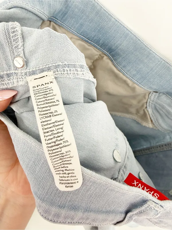 Spanx Pull On Light Wash High-Rise Flare Jeans Women's XL Light Blue Boho - Image 7