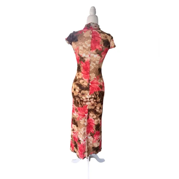 Vintage MOA MOA Floral Print Women's Midi Semi-Sheer Dress - Image 4