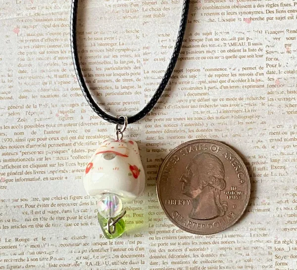 Handmade ceramic cute manekineko cat boho retro vintage necklace😽 - Image 5