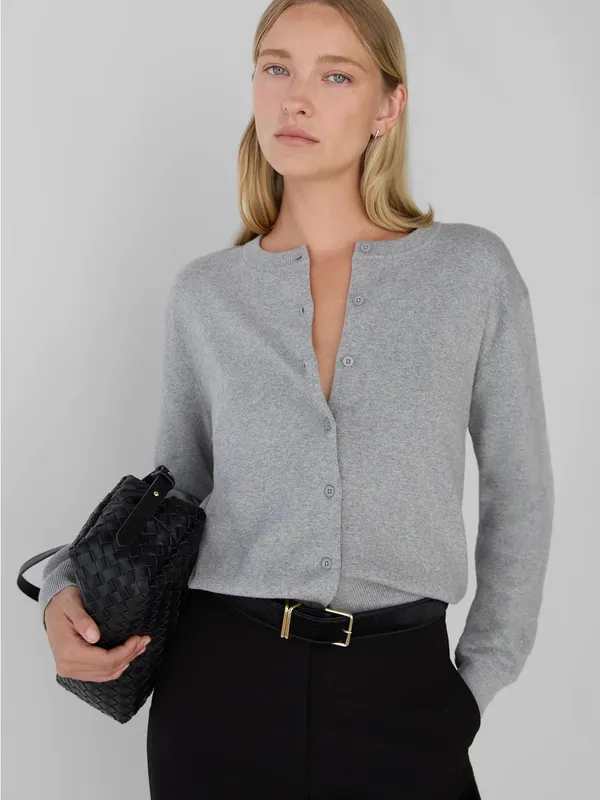 Oak + Fort Button Up Cardigan in Blue Mist 100% Cotton - Image 7