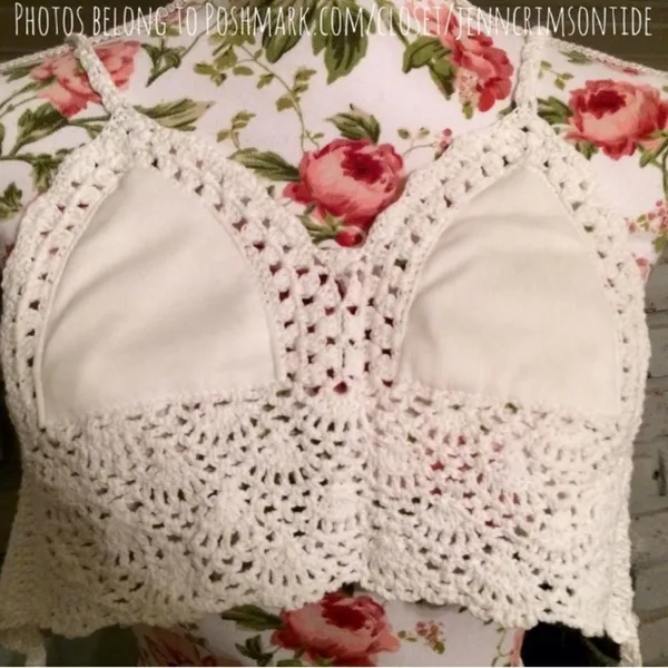 Boutique NEW Boho Crochet Bikini Crop Top Beach Bralette New - Image 8