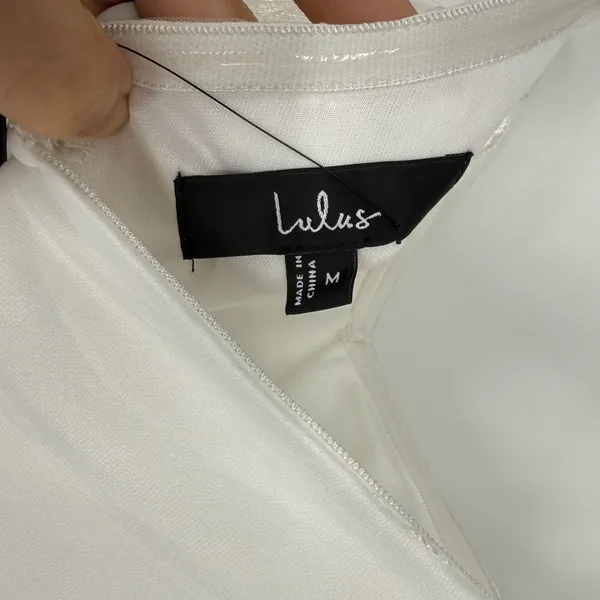 Lulus White Mesh Overlay Embroidered Jumpsuit Size M Bridal Bachelorette Wedding - Image 4