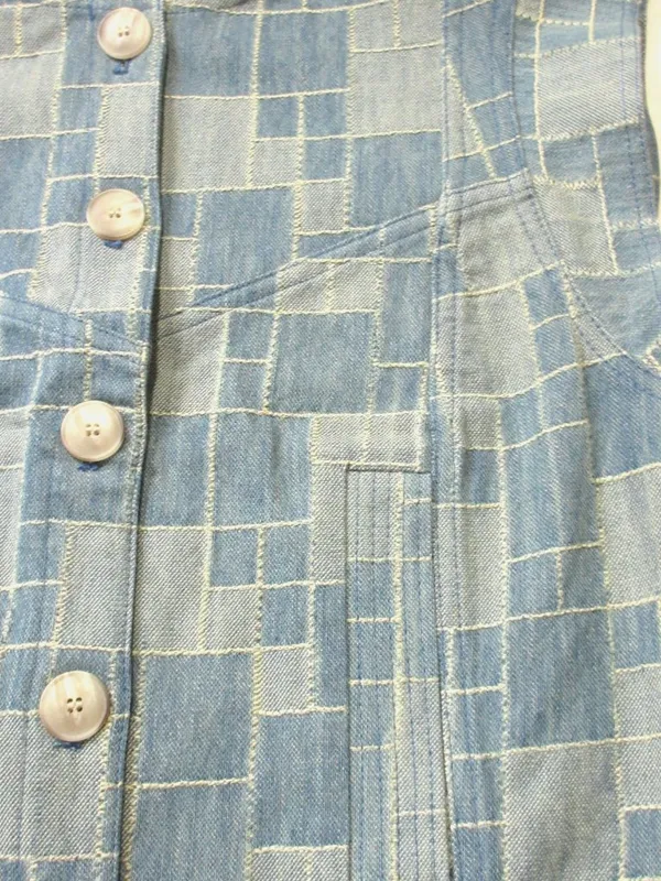 NWT Sezane Timothé Jacket in Blue Denim Patchwork Vest Top M - Image 5