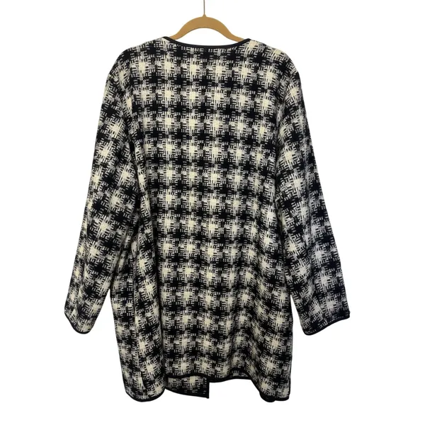 Old Navy Navy White Houndstooth Wool Blend Cardigan Jacket XXL Classic Pockets - Image 2