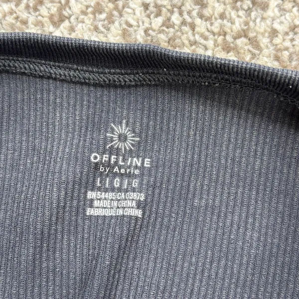 OFFLINE by Aerie Crop Top Women LG Gray Acid Wash Seamless Long Sleeve Big Chill - Image 6