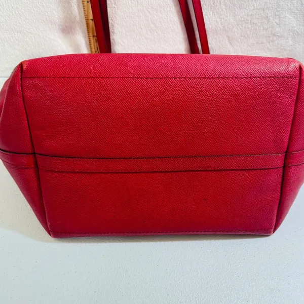 Coach Red Leather Tote Bag Large‎ Carryall Purse Gold Hardware - Image 3