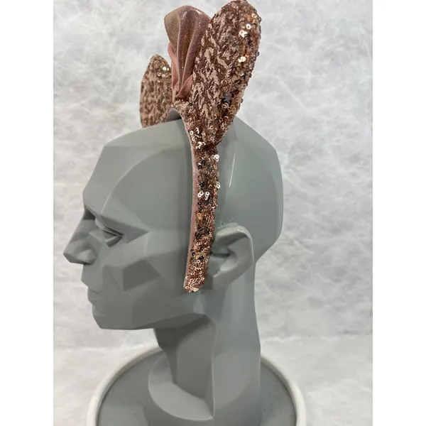 Disney Parks Minnie Mouse Rose Gold Sequined Ear Headband with Bow Accessory - Image 2