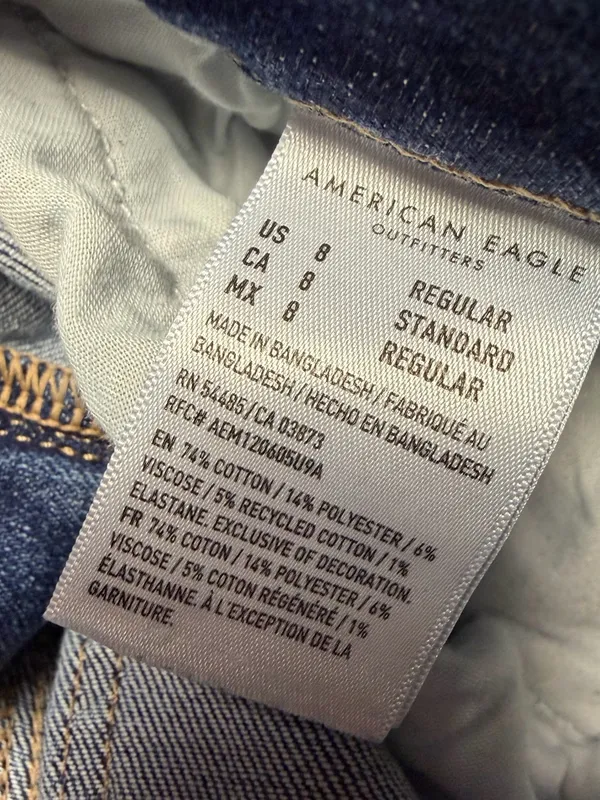 American Eagle Mom Jeans High Rise Stretch Womens 8 Medium Wash Blue - Image 9