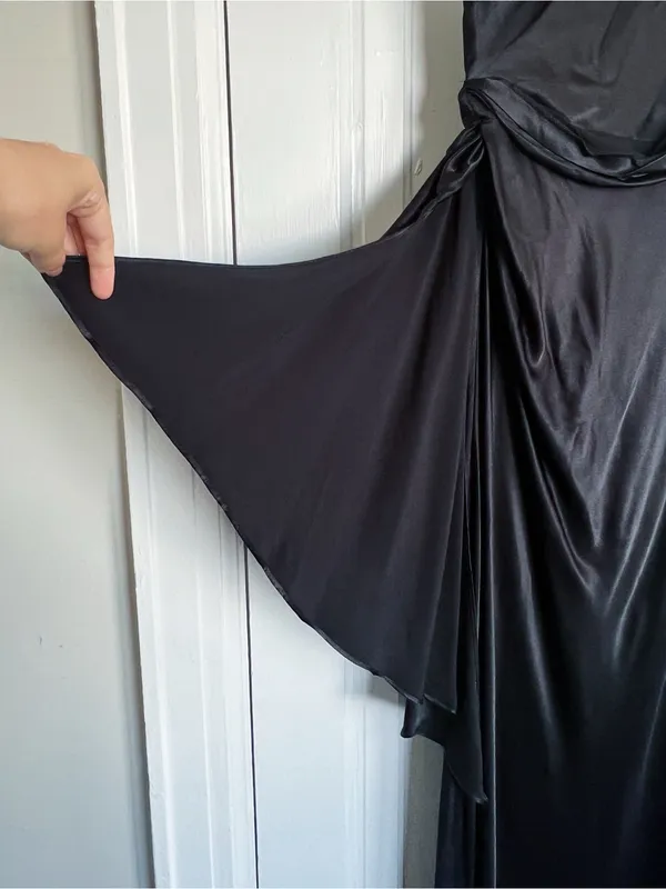 Meshki • Calliope One Shoulder Maxi Dress gown black satin formal evening draped - Image 6