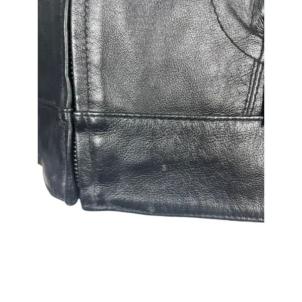 Women’s Sonnora Black Short Motorcycle Zip Genuine Leather Jacket XL - Image 5