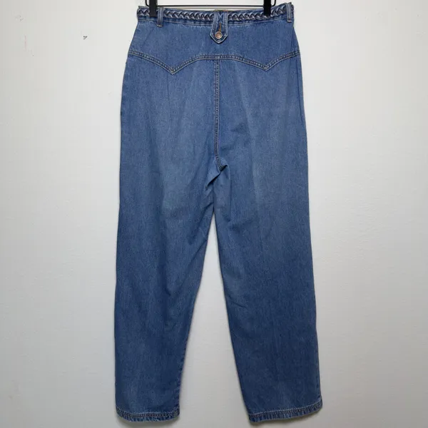 VTG‎ 90s Revolt Women Jeans Blue Bareback Braided Waist Wide Leg Carpenter Retro - Image 9