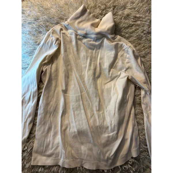 Lauren Ralph Lauren‎ Cream Button Shoulder Mock Neck Long Sleeve Top XL Cotton - Image 3