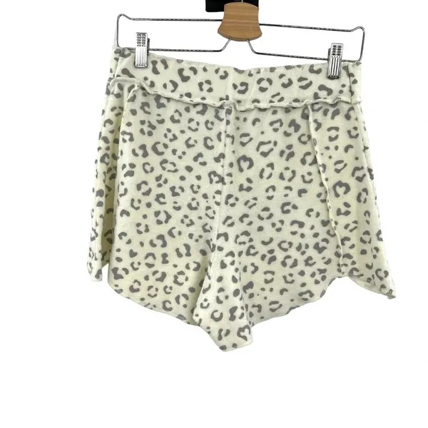 Free People Rain Check Lounge Shorts Leopard Print Cream Gray‎ Size Large - Image 6