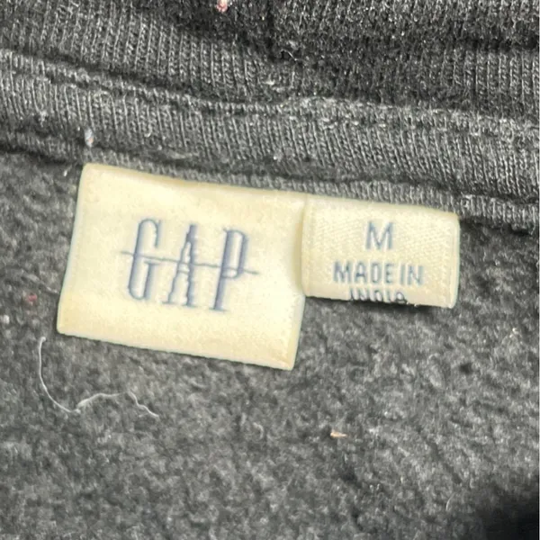 Gap Black Hoodie Sweatshirt M Cotton Blend Pullover With Front Pocket & Gap Logo - Image 3