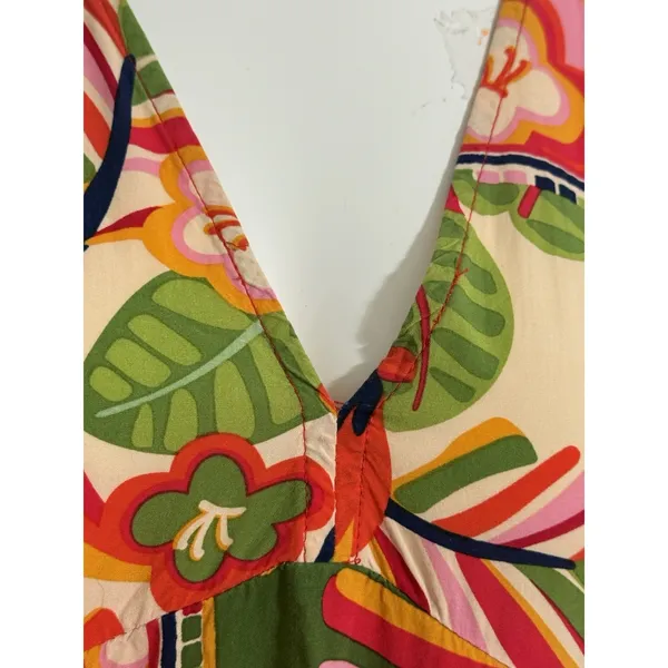 Tropical Patchwork Parrot Mini Dress Boho Resort Farm Rio Style Swim Cover S - Image 6