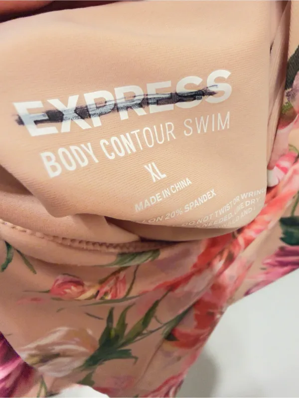 Express Body Contour Lace Up Strappy One Piece Floral Swimsuit size XL - Image 12
