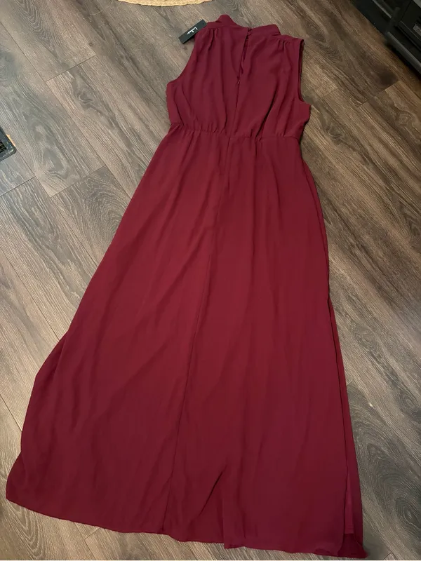 Lulu’s Plum Chiffon Sleeveless Mock Neck Maxi Dress NWT XL - Image 8