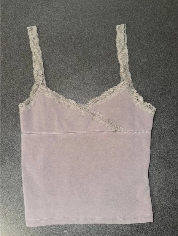 Edikted Lace Tank Top Grey - Image 2