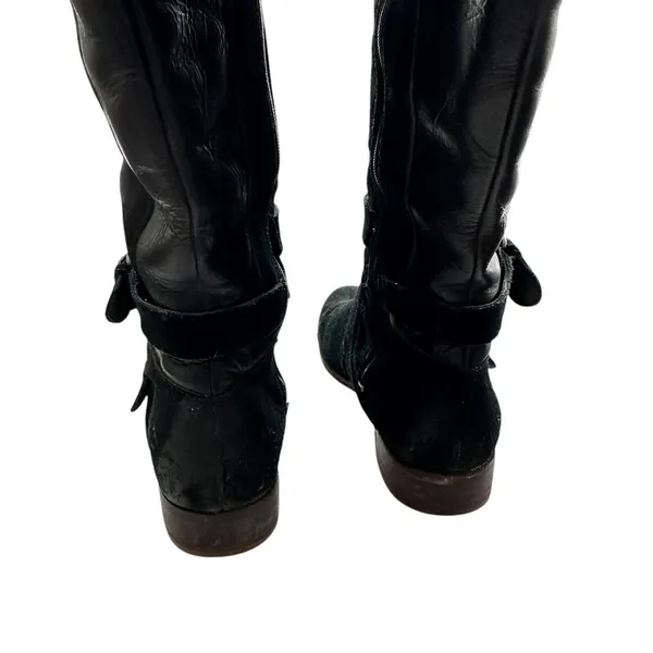 Ugg Cyndee knee high boots 9.5 Black Leather Buckle Sheepskin Shearling - Image 7
