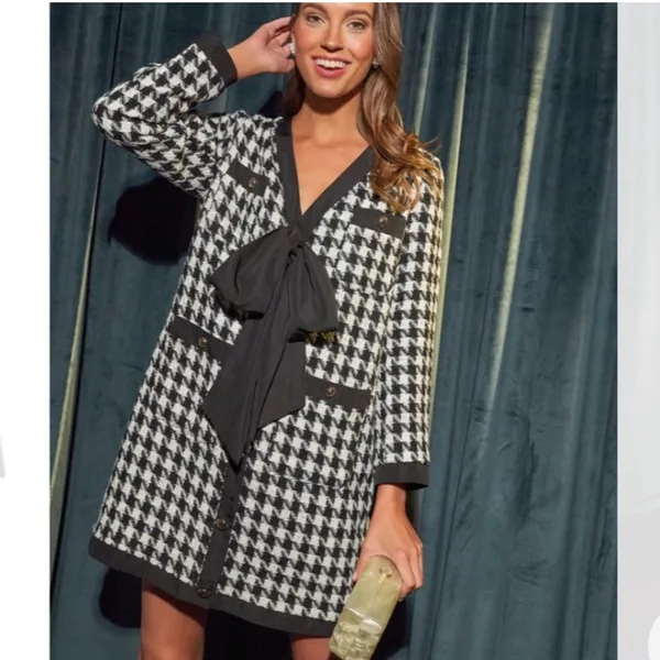 Pomander Place Black White Tweed Bow Mini Dress 2X NWT - Image 14