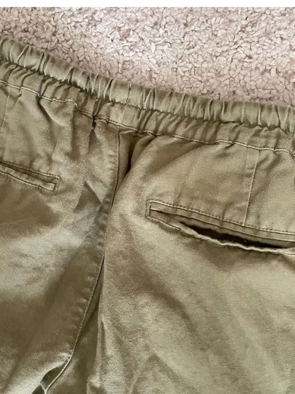 Quince Organic Cotton Linen Twill Straight Leg Pant Army Green Crop Medium - Image 11