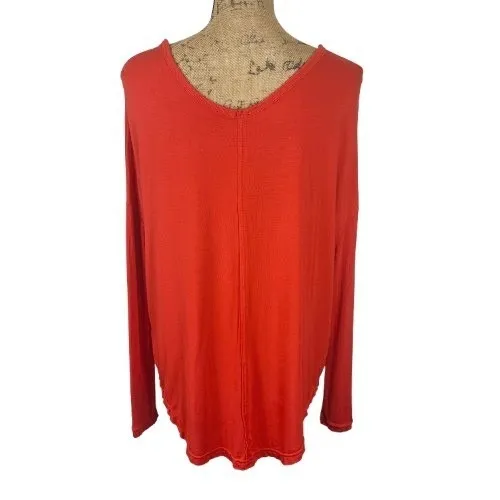 Free People Moonshine Top Glare Red Oversized‎ Slouchy Tunic Tee Boho Size XS - Image 3
