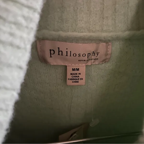 NWT Philosophy Light Green Knit Fuzzy Soft Turtleneck Sweater Women’s Size M - Image 3