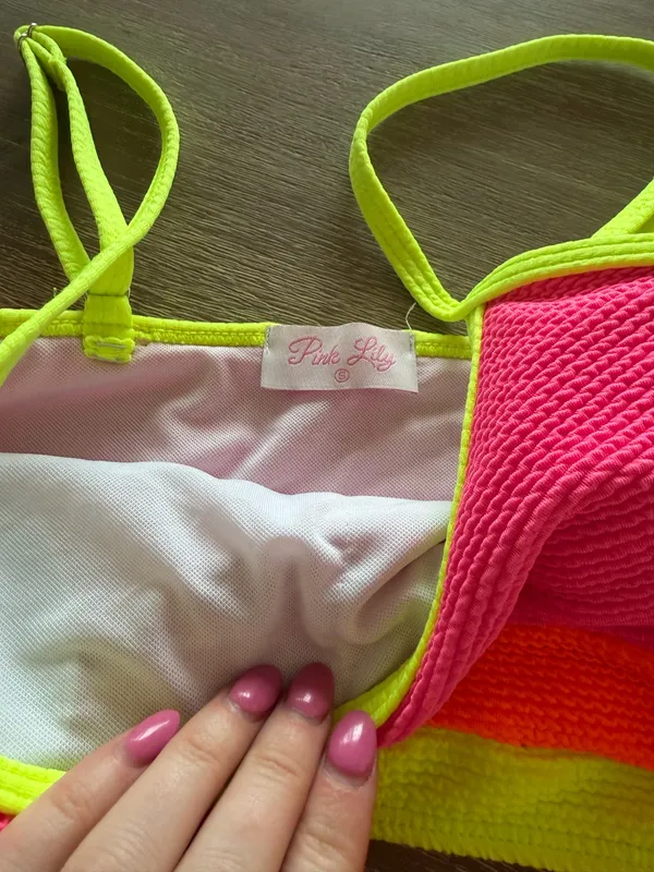 Pink Lily Neon Color Block Bikini - Image 4