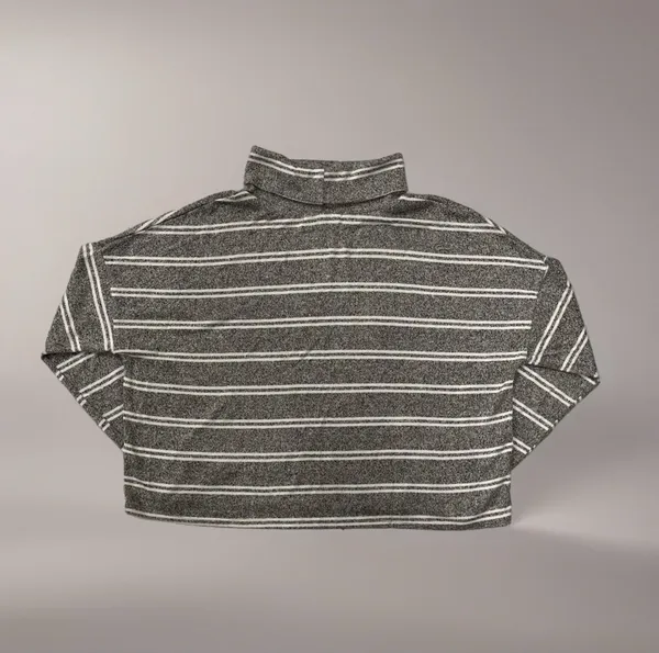 🌬️ Caution To The Wind Gray w/ White Stripes Turtleneck Top - Image 6