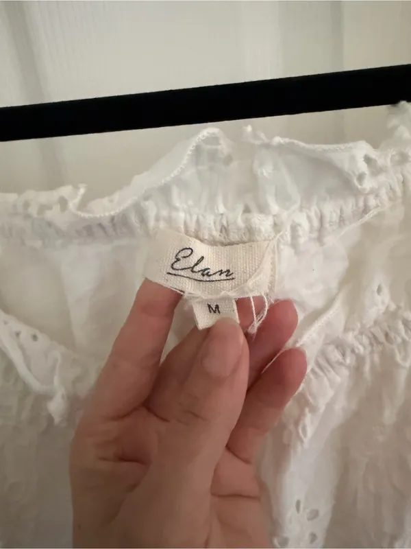 Elan White Eyelet Mini Dress Size Medium - Image 3