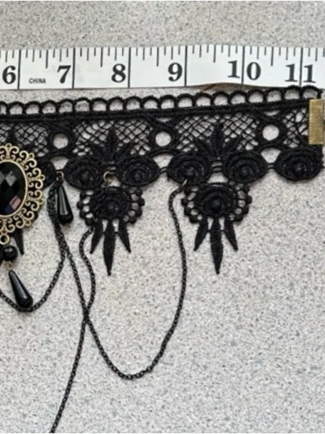 Victorian/Gothic Lace Choker Necklace Black - Image 6