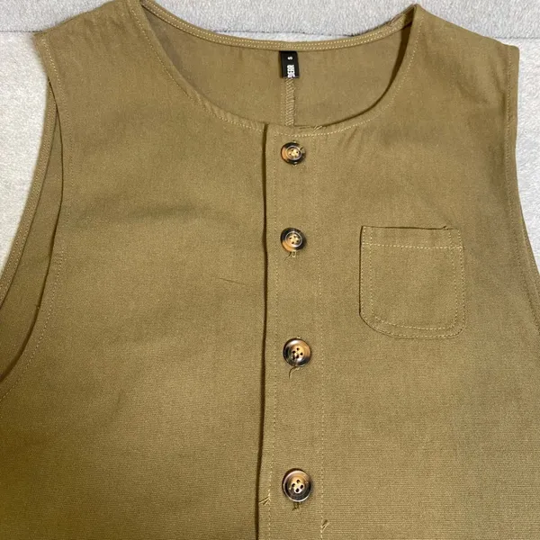 Lovely U-Dear Jumpsuit Overalls Women's Sz S Olive‎ Green Canvas Utility Button - Image 3