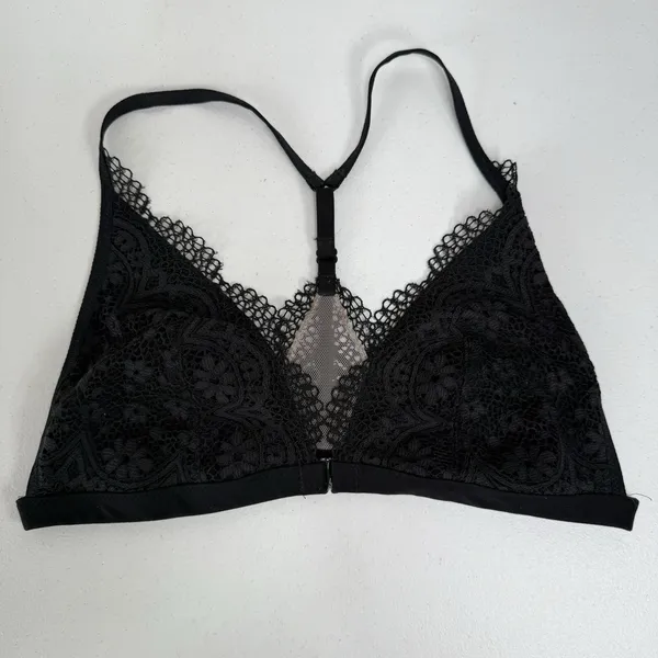 Victoria's Secret L Large Bralette Bra Body By Black Lace Unlined Sheer Mesh - Image 3