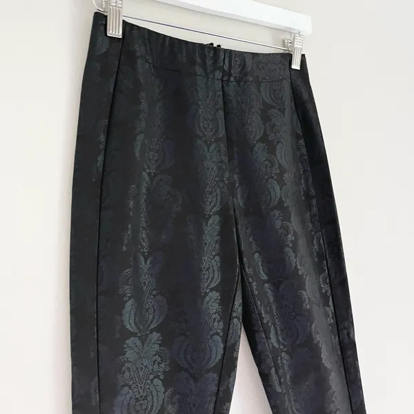 Anthropologie The Essential Skinny Pants Black Jacquard Paisley Foil Print 0 - Image 6