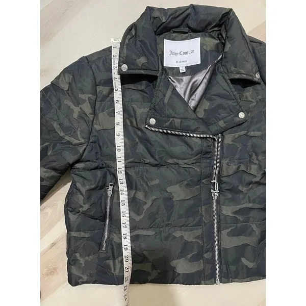 Juicy Couture NWT Women Small Camo Moto Puffer Jacket Fall Vintage Retro Y2K - Image 9