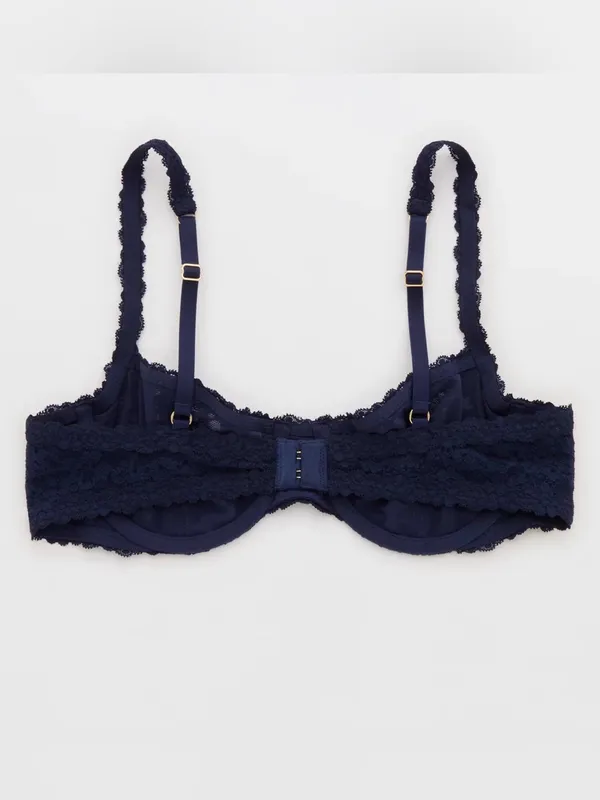 Aerie Show Off Vintage Lace Unlined Balconette Bra Navy - Image 2