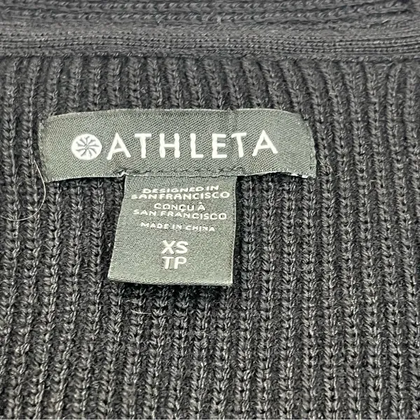 Athleta Women Black Hanover Merino Wool Blend V-Neck Sweater Top Athletic SZ XS‎ - Image 3